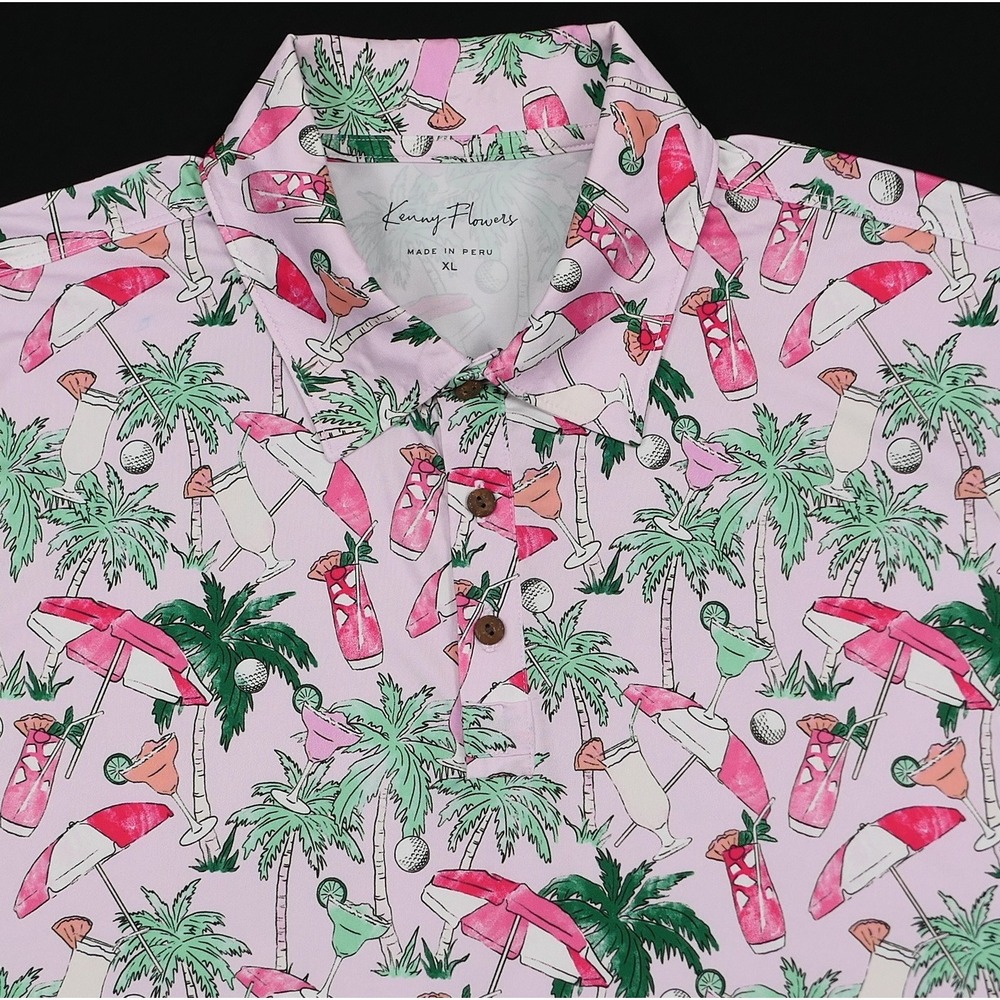 Kenny Flowers Mens XL Tropics Cocktails Performance Polo Master of Leisure Golf - Picture 3 of 8